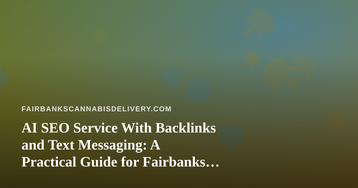AI SEO Service With Backlinks and Text Messaging: A Practical Guide for Fairbanks Cannabis Delivery